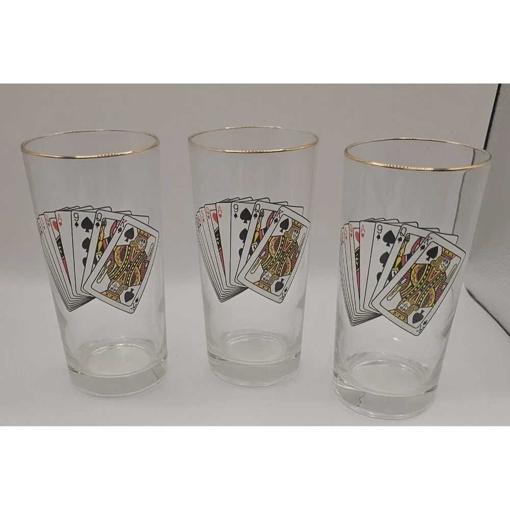 Poker Glasses Aces Pattern 16oz Poker Card Pattern Set of 3